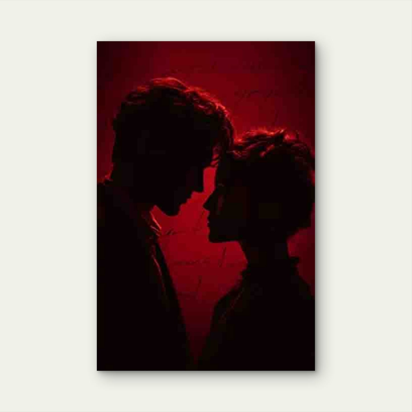 Romantic Red & Burgundy Couple Silhouette 60x90cm Metal Print Ready to Hang