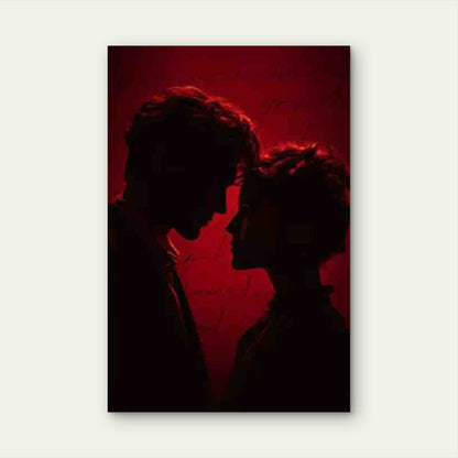 Romantic Red & Burgundy Couple Silhouette 60x90cm Metal Print Ready to Hang