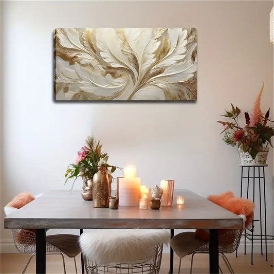 Modern Minimalist White Golden Wall Art Canvas Office Home Room Framed 120x60cm