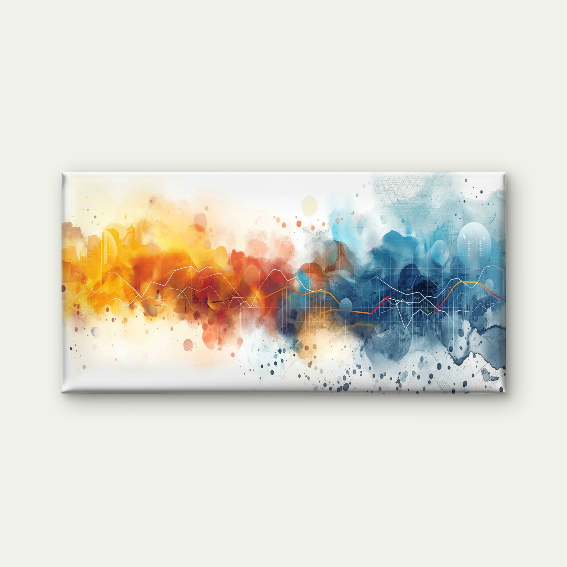 Abstract Watercolor Data Analys Wall Art Canvas Office Home Room Framed 120x60cm - Bella Home Decor
