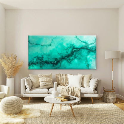 Turquoise Marble Vein Texture Wall Art Canvas Office Home Room Framed 120x60cm - Bella Home Decor