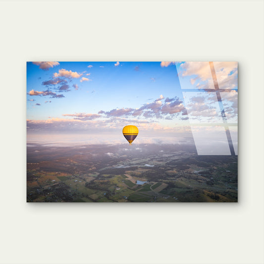 Hunter Valley Hot Air Balloon Flight Acrylic Glass Printing Wall Art Australian Made Quality