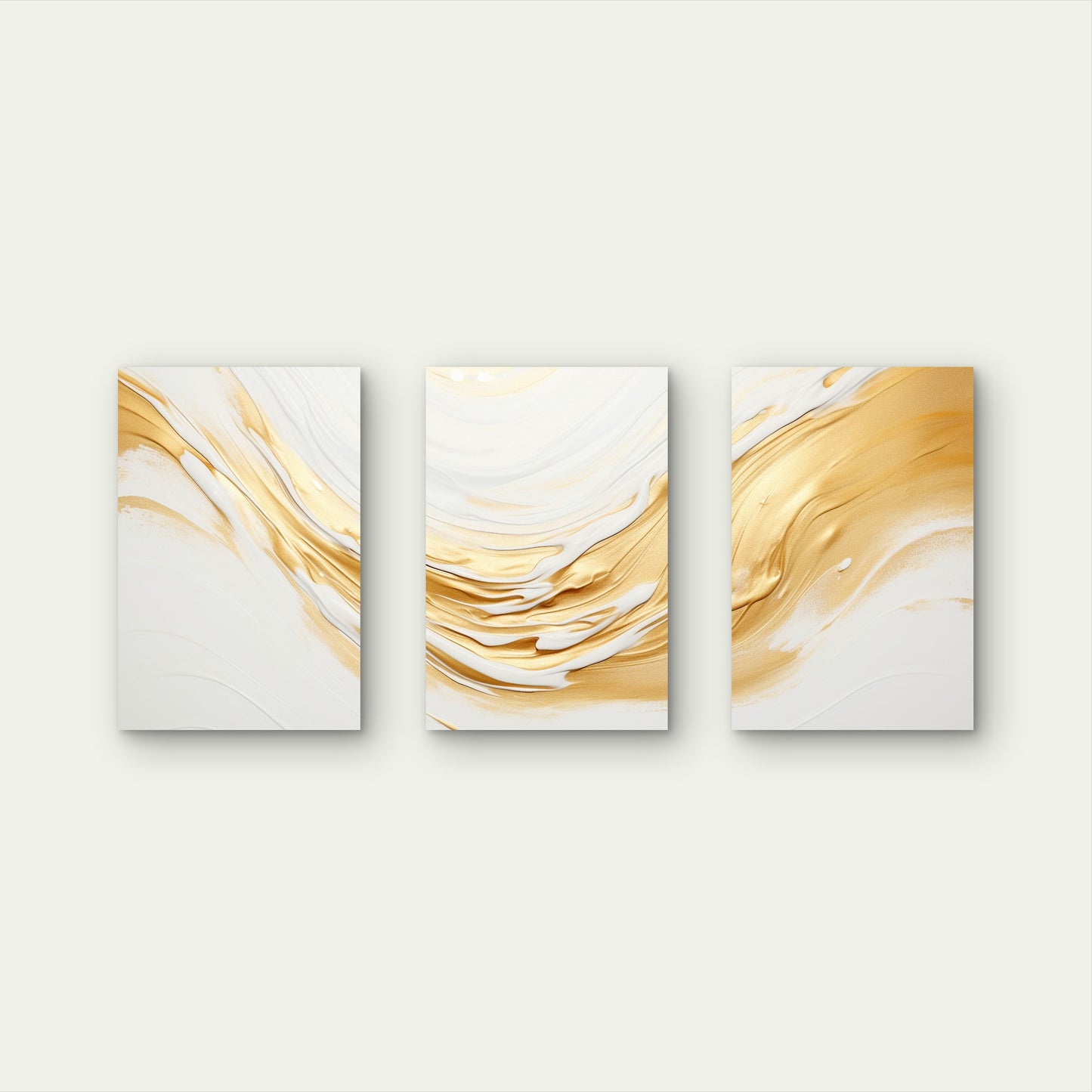 3pcs Abstract Golden Ocean Wave Flow Painting  Wall Art Set Canvas Framed 40x60cm - High Quality Print 100% Australian Made Wall Canvas Ready to Hang