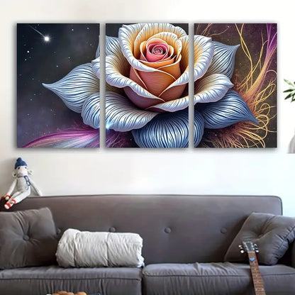 3pcs Cosmic Rose Starry Night Wall Art Set Canvas Framed 60x90cm - High Quality Print 100% Australian Made Wall Canvas Ready to Hang - Bella Home Decor