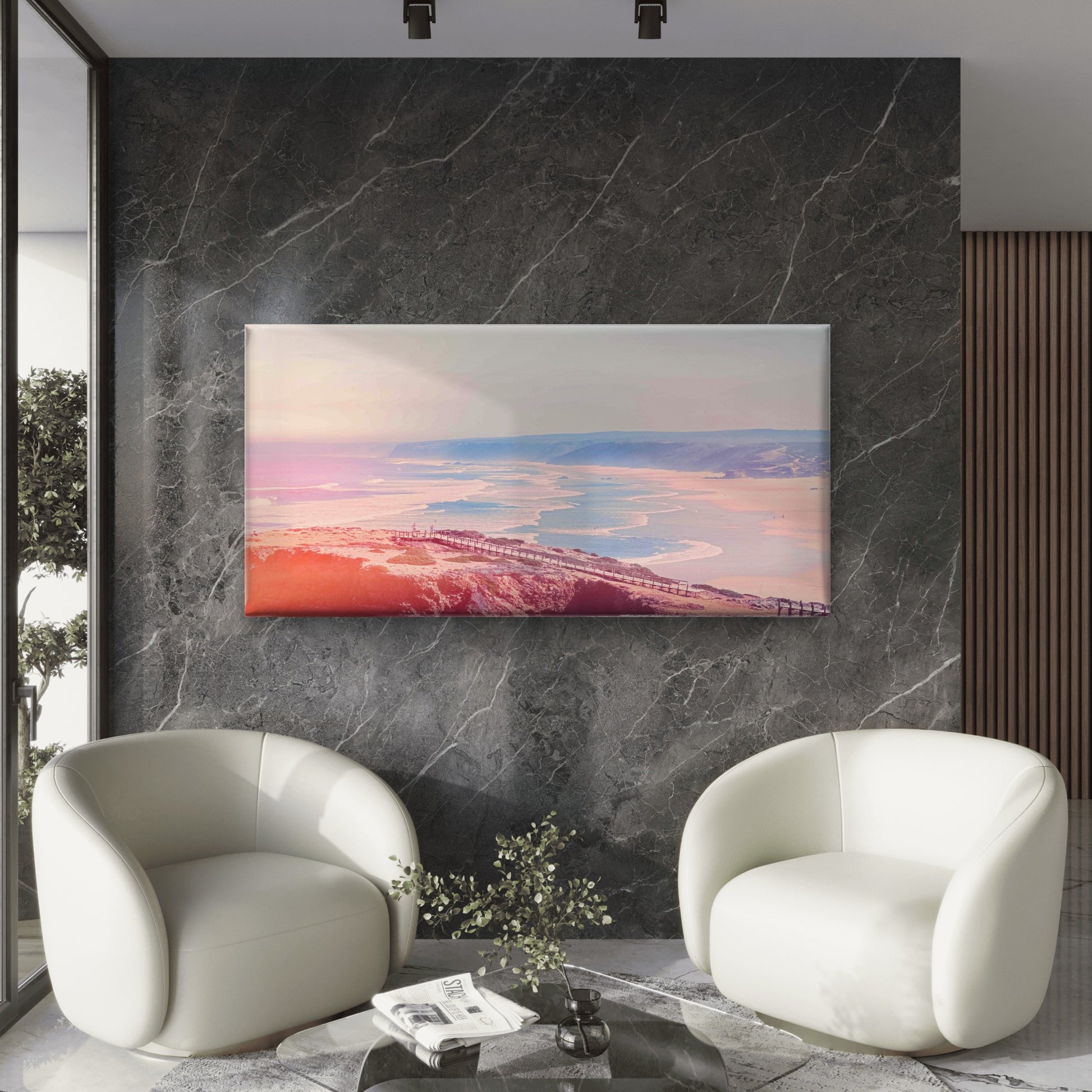 Aerial View Of Snow Mountains Wall Art Canvas Office Home Room Framed 120x60cm - Bella Home Decor