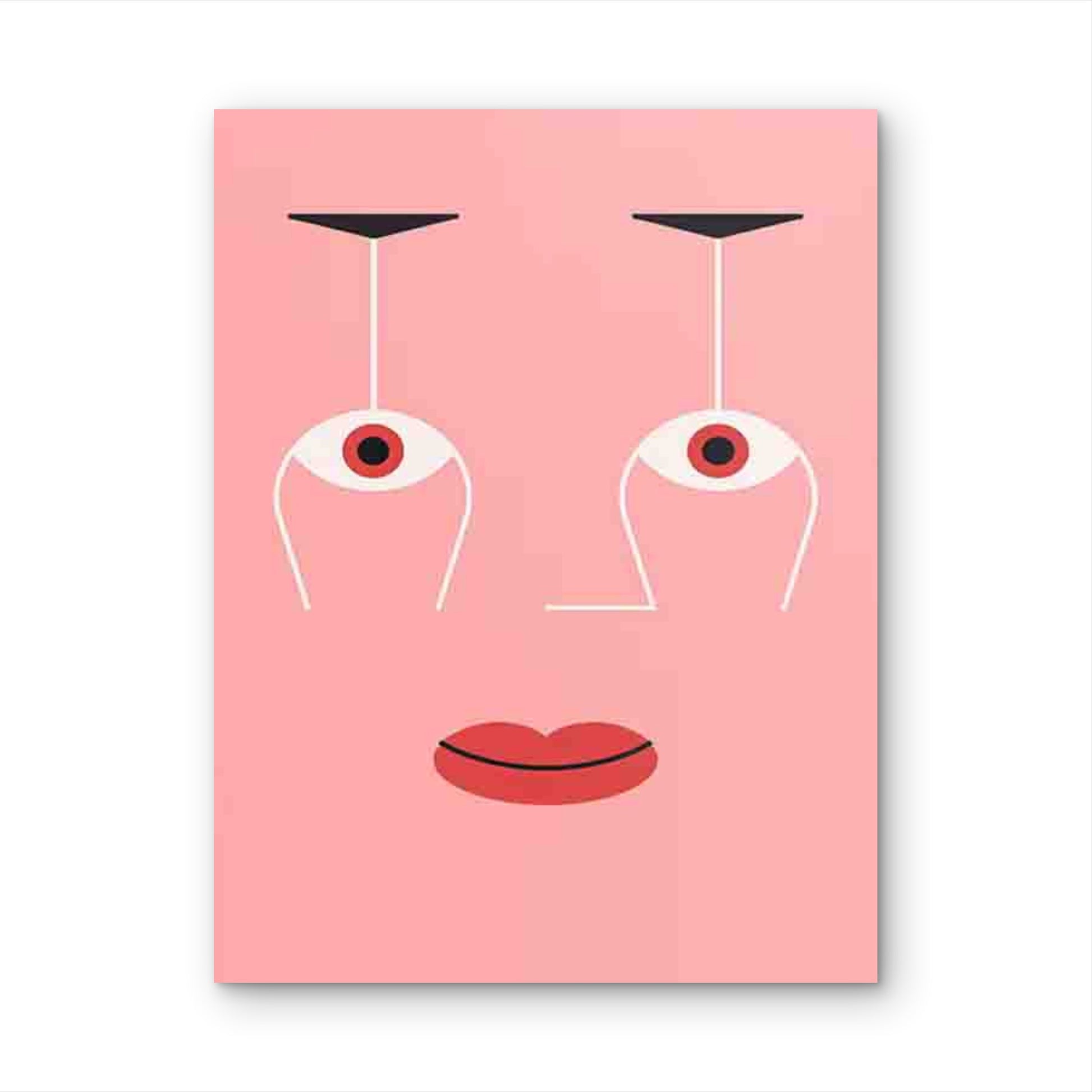 Pink Background & Eyes, Lips & Red Nose 40x60cm Metal Print Ready to Hang - Bella Home Decor