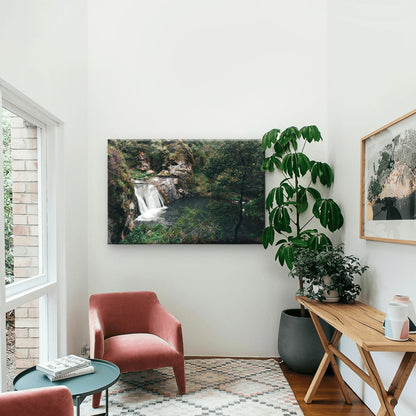 Waterfall in the Blue Lake near the Jenolan Caves in Blue Mountains, New South Wales (NSW), Australia Neutral Canvas Print Wall Art Decor 100% Australian Made