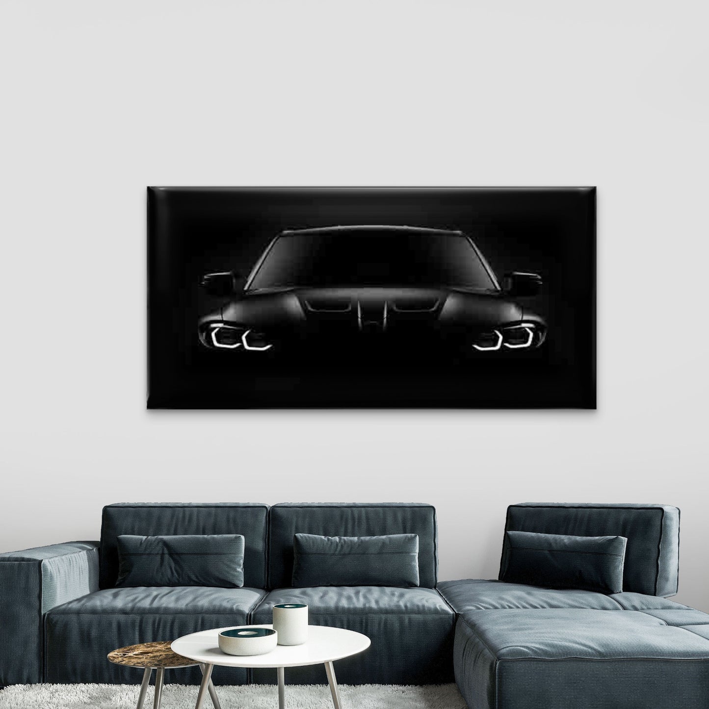 Car Headlights Wall Art Canvas Office Home Room Framed 120x60cm