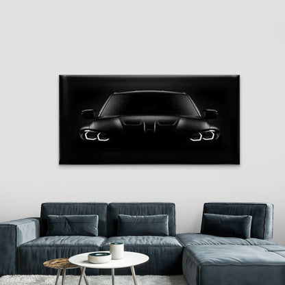 Car Headlights Wall Art Canvas Office Home Room Framed 120x60cm