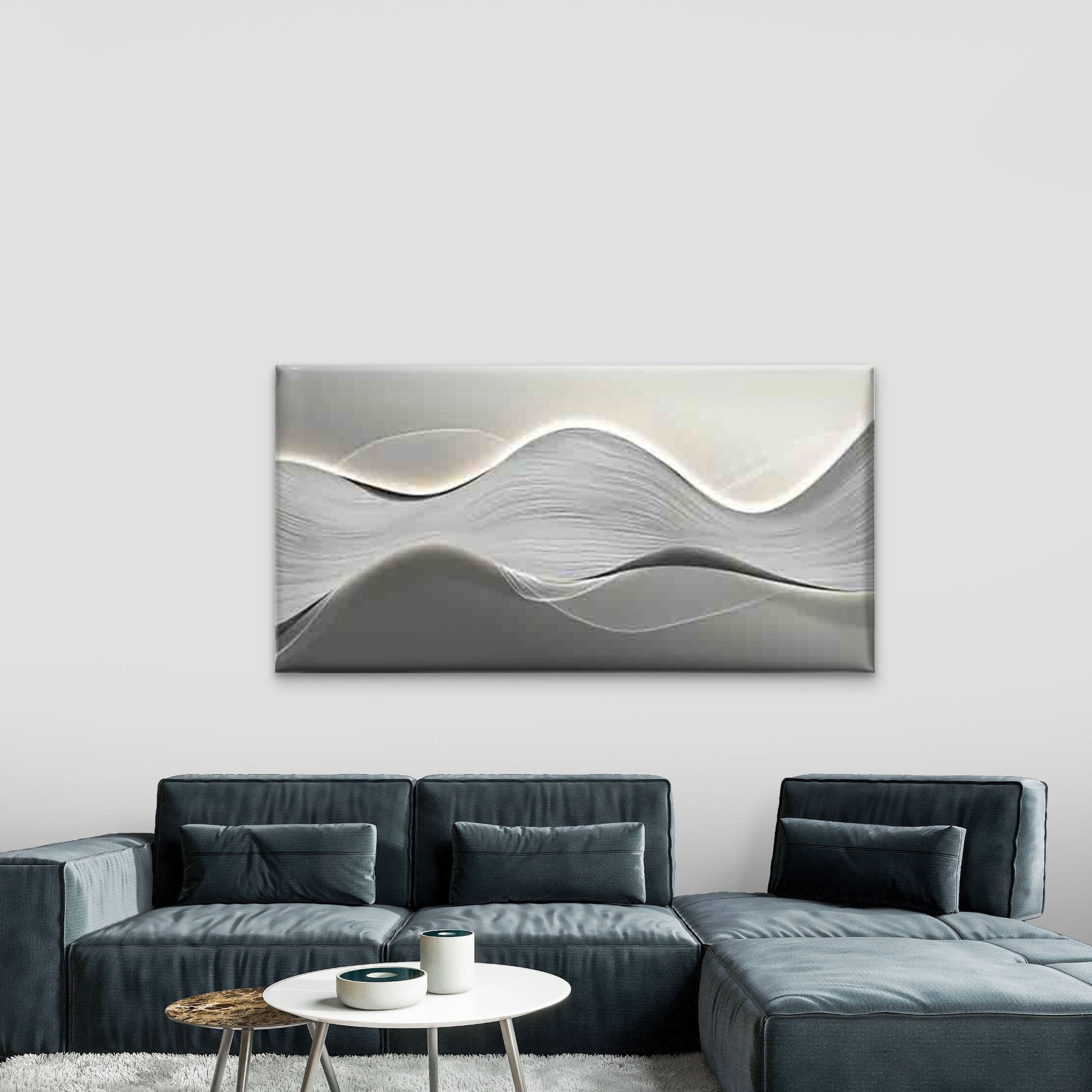 Neutral Color Modern Abstract Wall Art Canvas Office Home Room Framed 120x60cm - Bella Home Decor