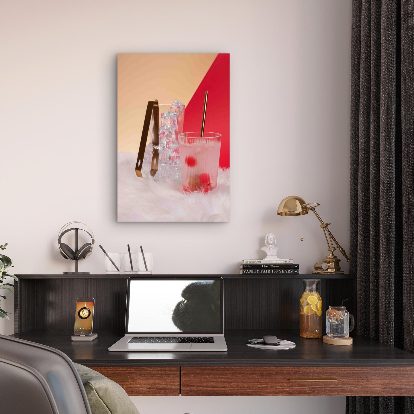 Tasty Daiquiri Cocktail With Cherry 60x90cm Metal Print Ready to Hang