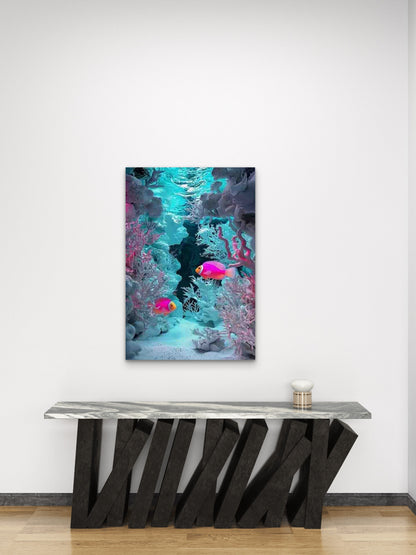 Vibrant Underwater Coral and Fishscape 60x90cm Metal Print Ready to Hang