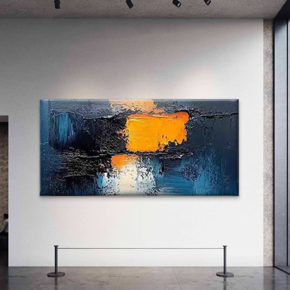 Abstract Swirling Blue Orange Wall Art Canvas Office Home Room Framed 120x60cm - Bella Home Decor