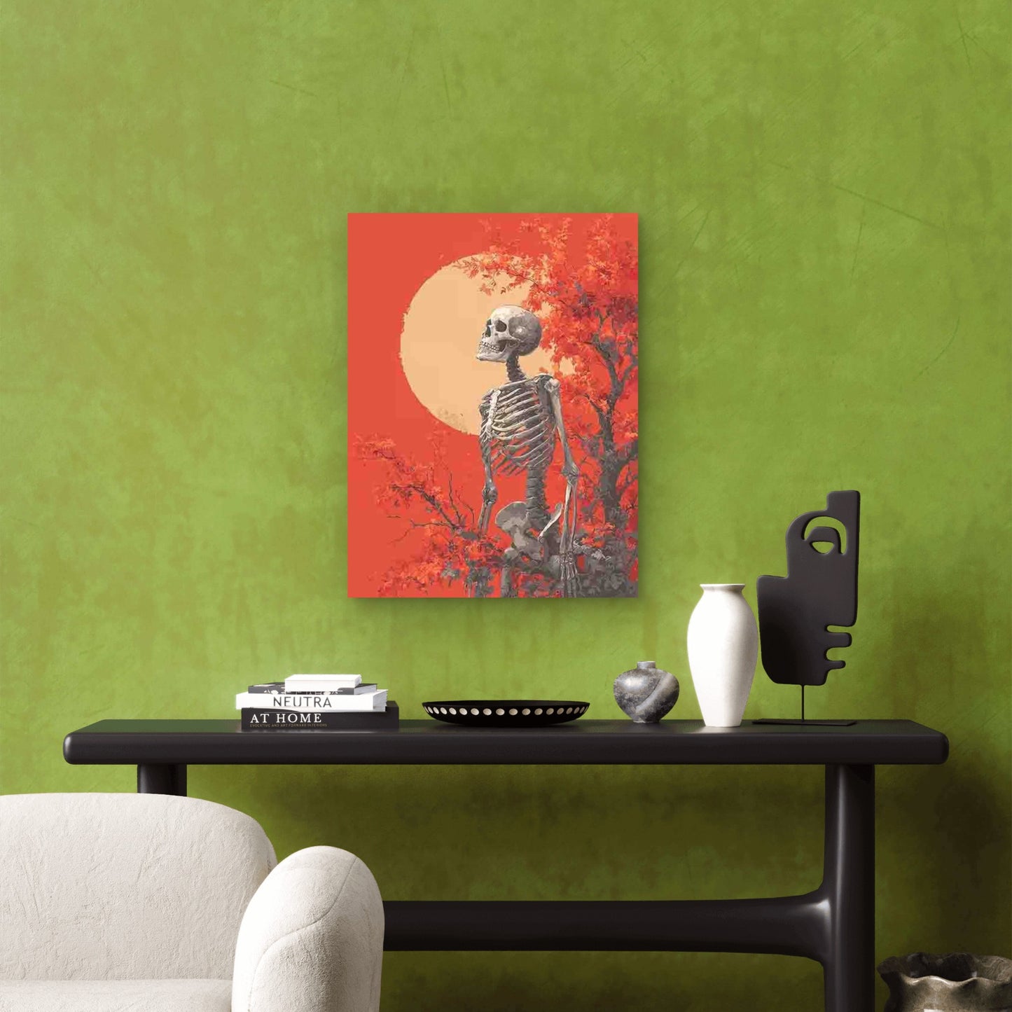 Halloween Decoration Featuring a Cute Skeleton Metal Print Ready to Hang