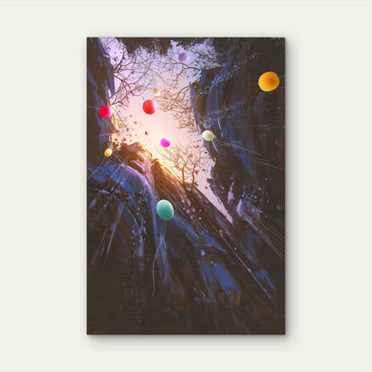 Colored Balloons Floating Into The Sky Metal Print Ready to Hang