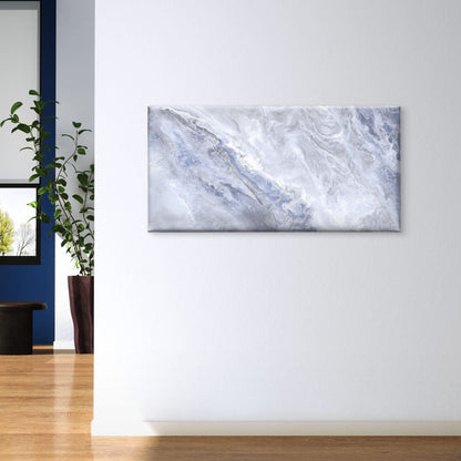 Abstract Light Indigo Neutral Watercolor Ocean Texture Wall Art Canvas Office Home Framed 120x60cm