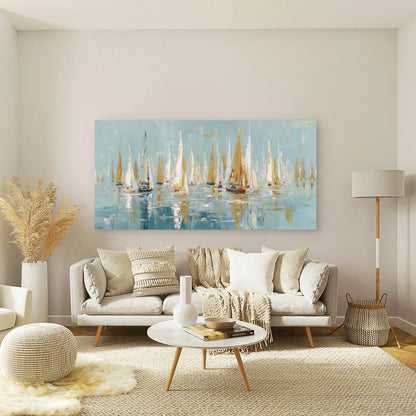 Vibrant Sailboat Painting Wall Art Canvas Office Home Room Framed 120x60cm