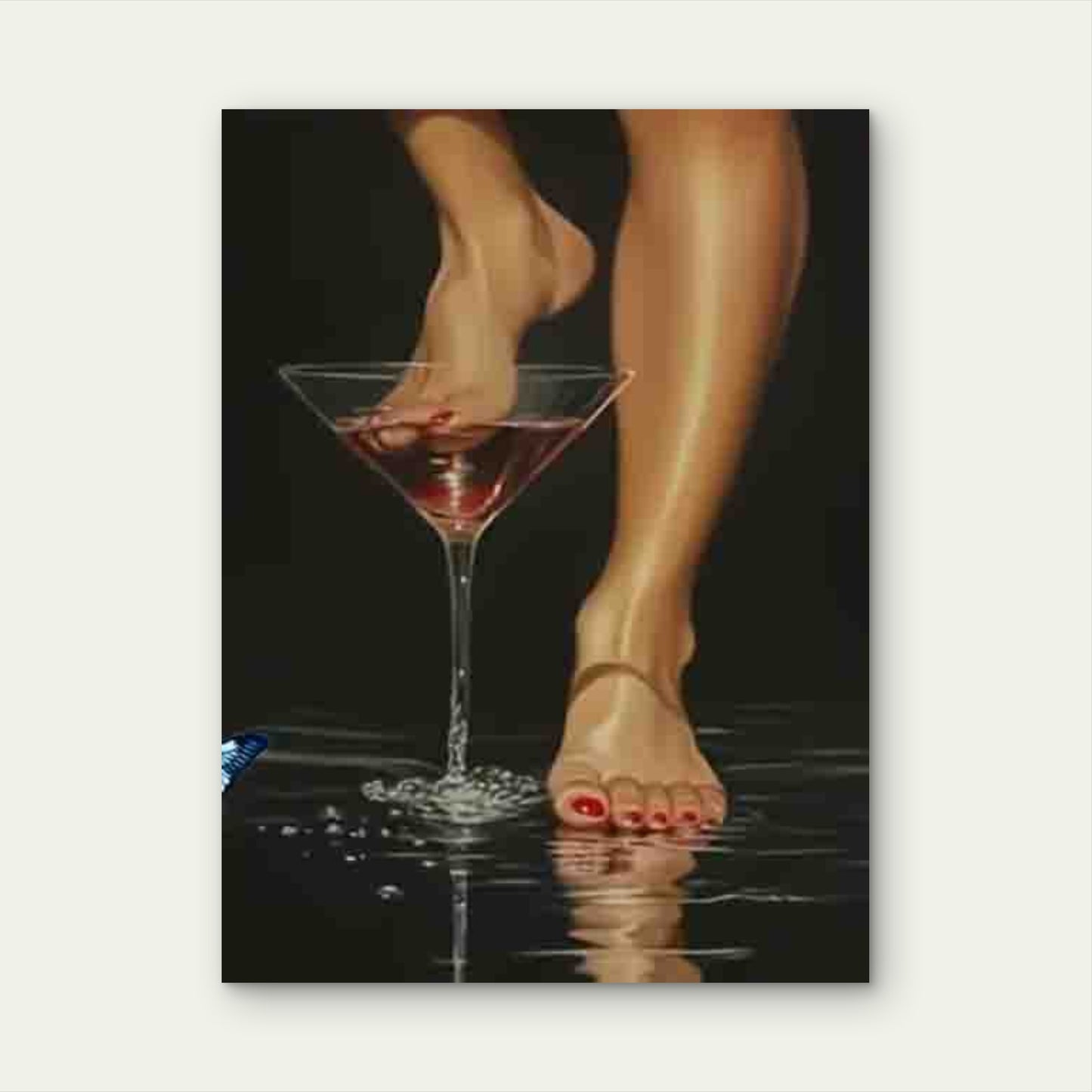 Elegant Female Legs with Martini Metal Print Ready to Hang - Bella Home Decor
