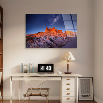 Mungo National Park Milky Way Night   Acrylic Glass Printing Wall Art Australian Made Quality