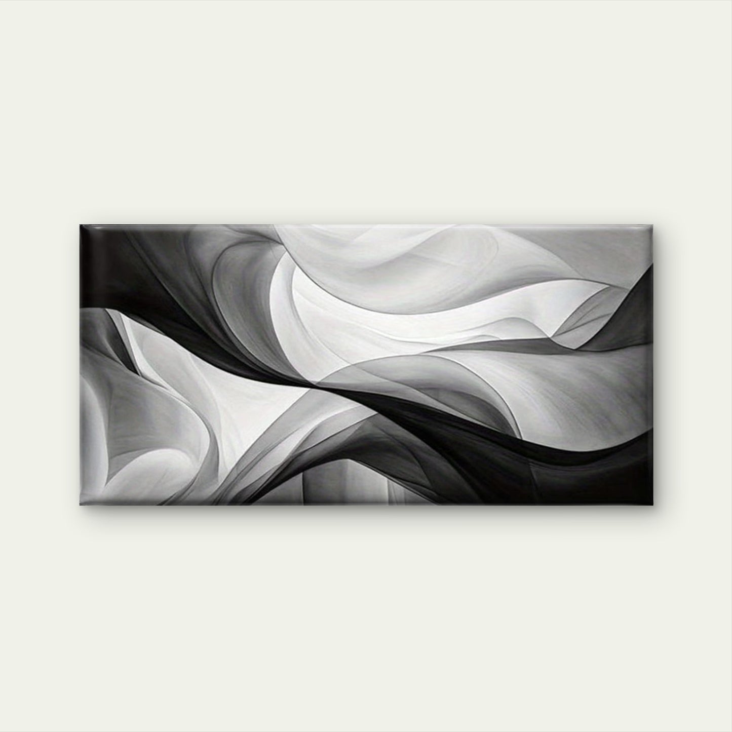 White Black Infinite Ripples Wall Art Canvas Office Home Room Framed 120x60cm