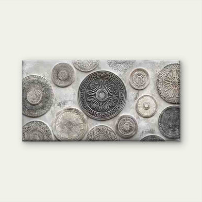 Abstract Metal Intricate Wall Art Canvas Office Home Room Framed 120x60cm