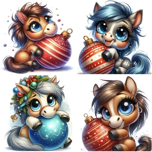 4pcs Cute Little Pony Wall Art Canvas Framed