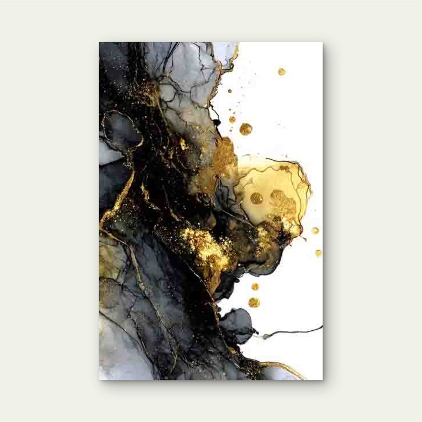Golden & Black Abstract 40x60cm Metal Print Ready to Hang - Bella Home Decor