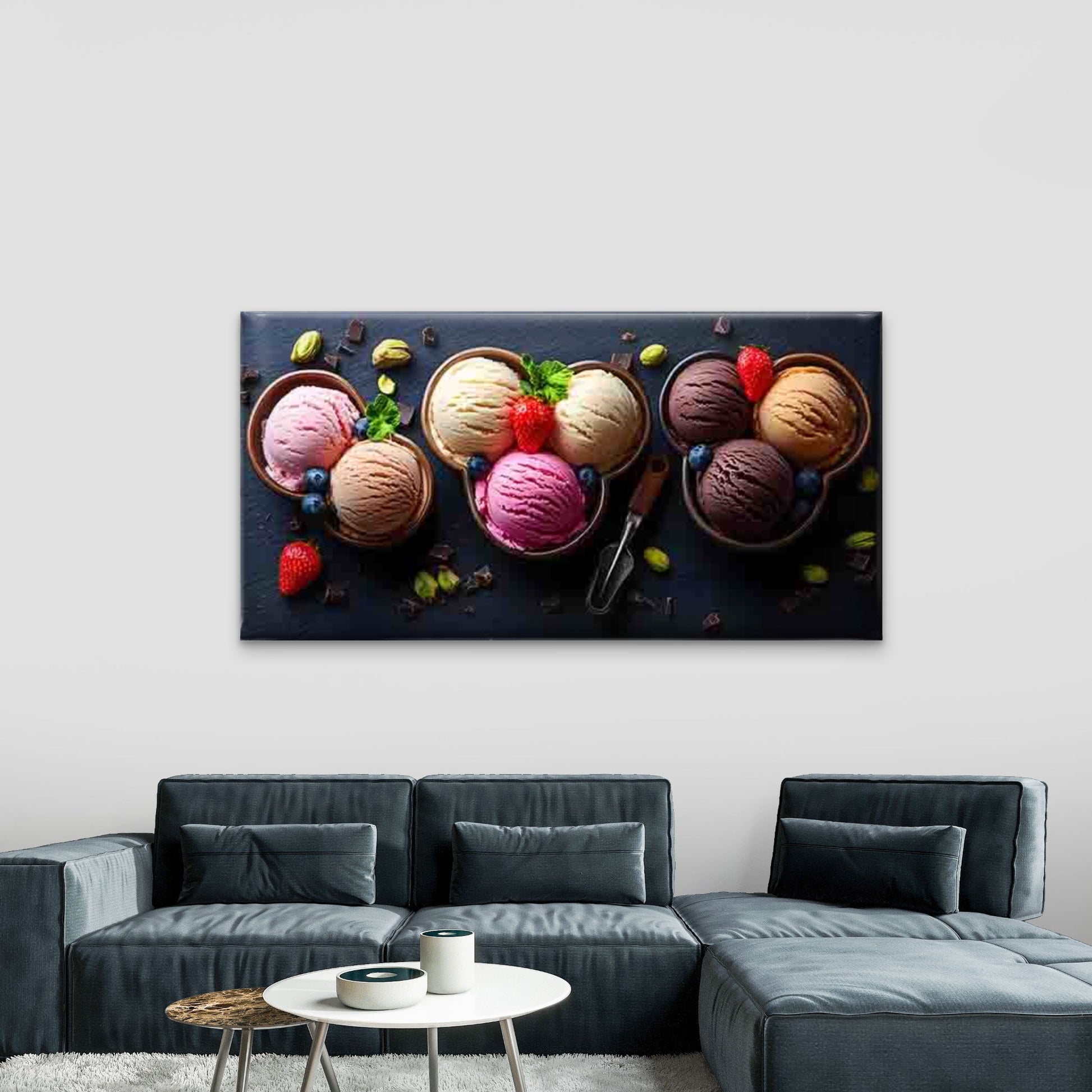 Ice Cream in Mickey Mouse Bowl Wall Art Canvas Office Home Room Framed 120x60cm - Bella Home Decor