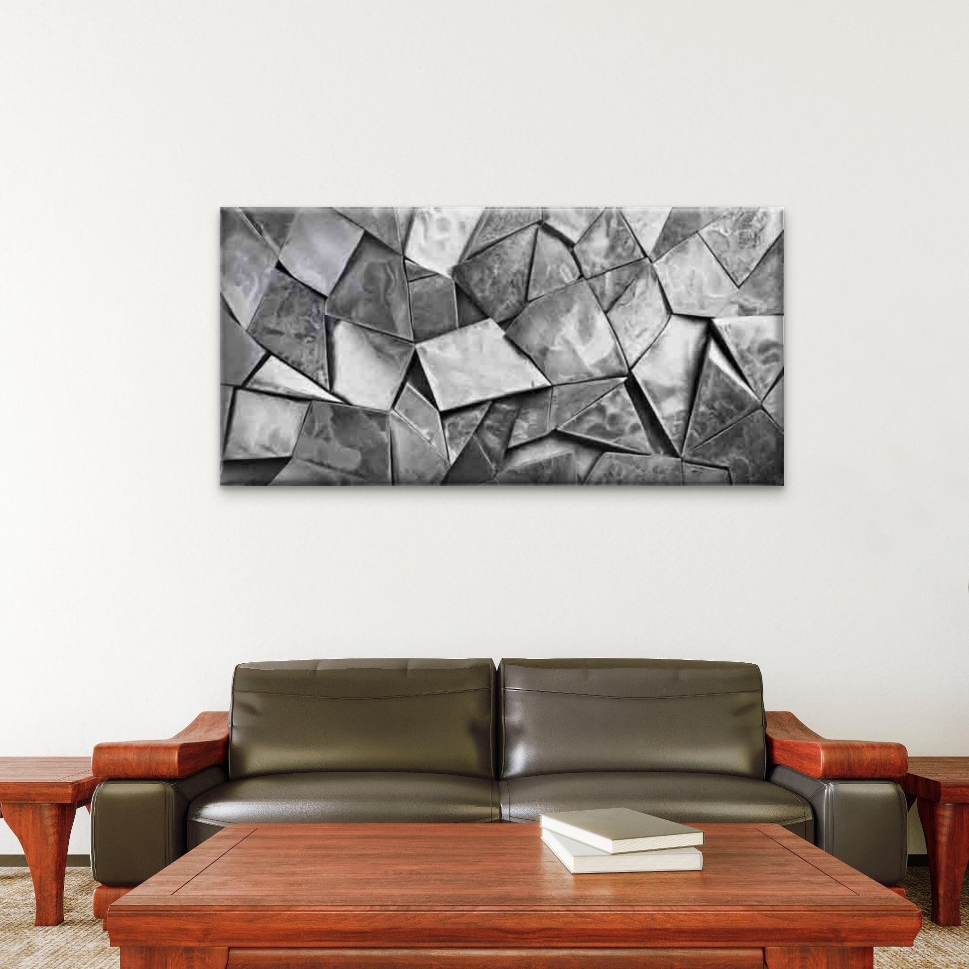 Abstract Art Geometric Shapes Wall Art Canvas Office Home Room Framed 120x60cm - Bella Home Decor