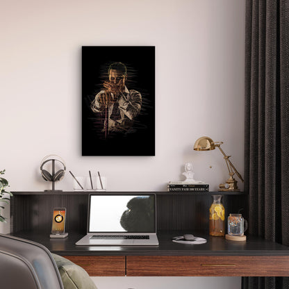 Ominous Gilded Tattooed Villain 60x90cm Metal Print Ready to Hang - Bella Home Decor