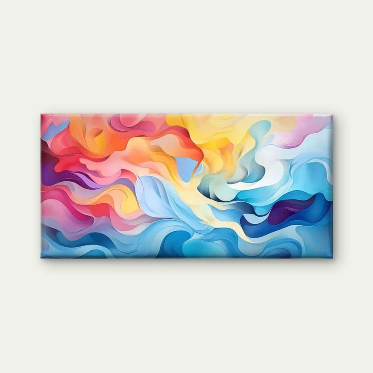 Ocean Fire Colorful Swirls Wall Art Canvas Office Home Room Framed 120x60cm