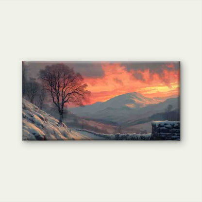 Sunset Over Snowy Mountains Wall Art Canvas Office Home Room Framed 120x60cm - Bella Home Decor