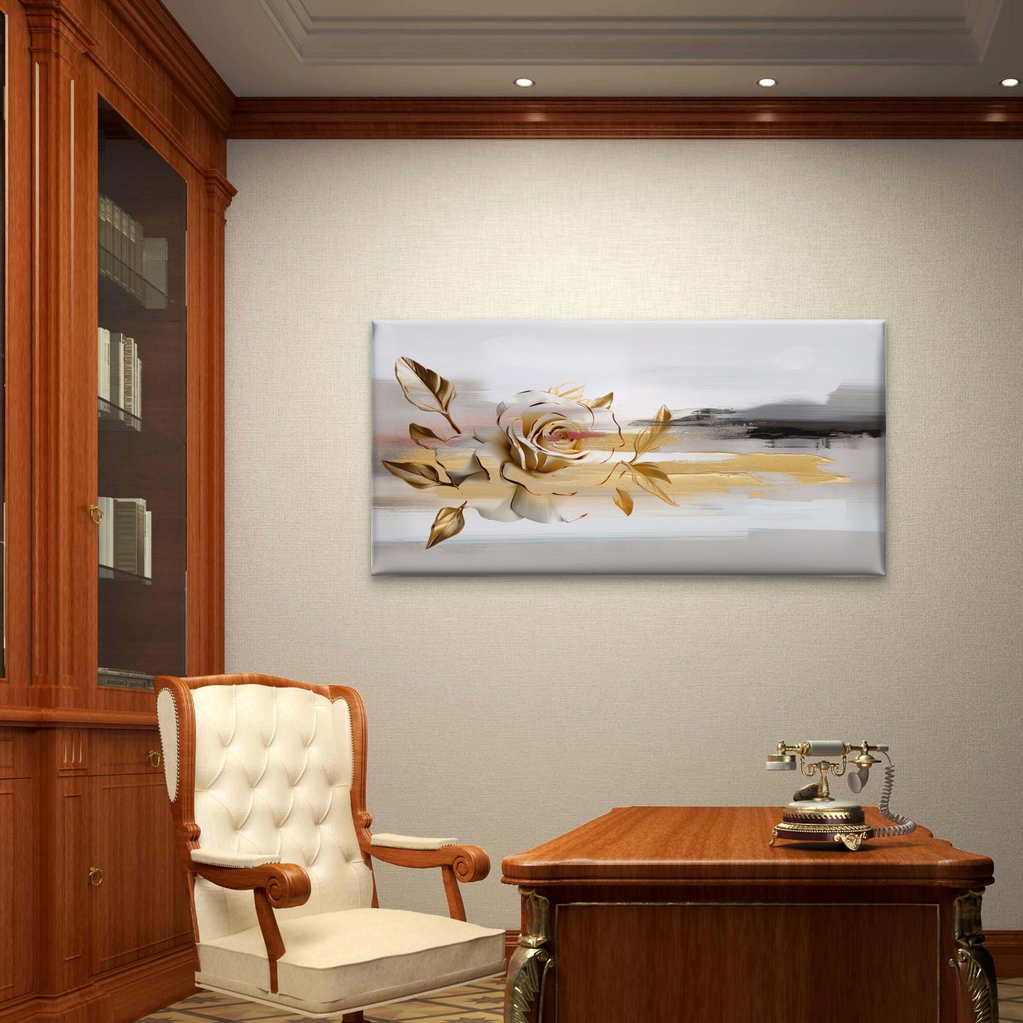 Abstract White Rose Blossom Floral Wall Art Canvas Office Home Framed 120x60cm