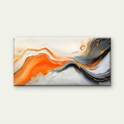 Orange & Black Abstract Wall Art Canvas Office Home Room Framed 120x60cm