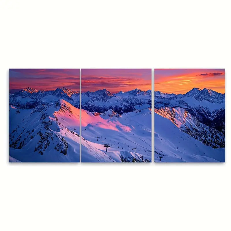 3pcs Obertauern Ski Resort Mountain Wall Art Set Canvas Framed 40x60cm - High Quality Print 100% Australian Made Wall Canvas Ready to Hang