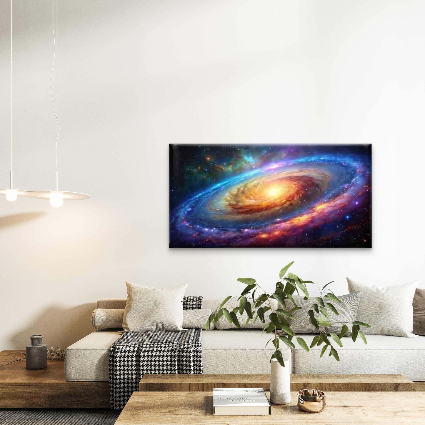 Abstract Spiral Galaxy Wall Art Canvas Office Home Room Framed 120x60cm - Bella Home Decor