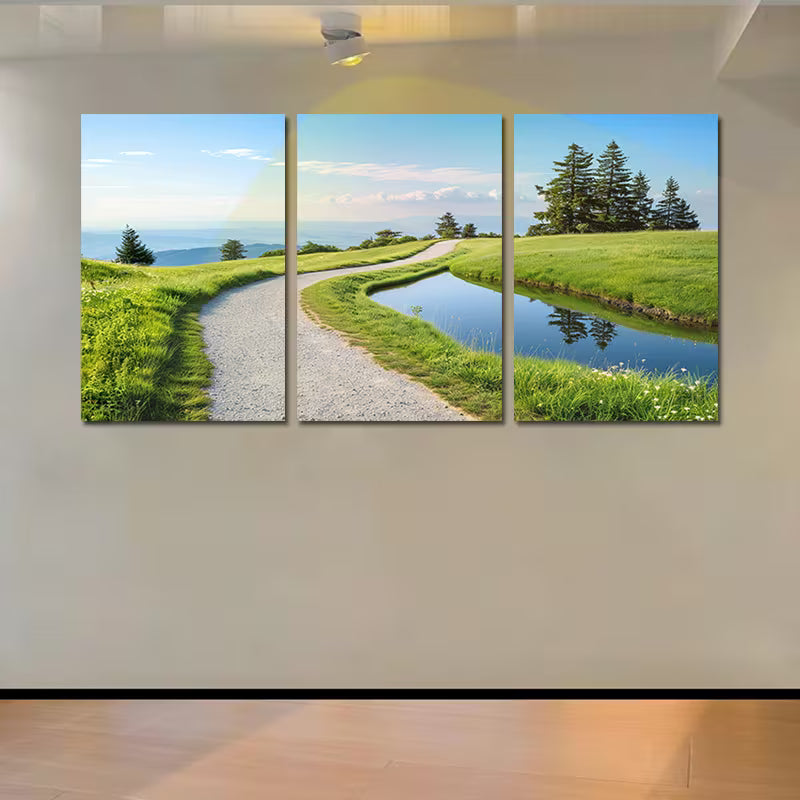 3pcs Paintings of Serene Countryside Roads Wall Art Set Canvas Framed 40x60cm - High Quality Print 100% Australian Made Wall Canvas Ready to Hang