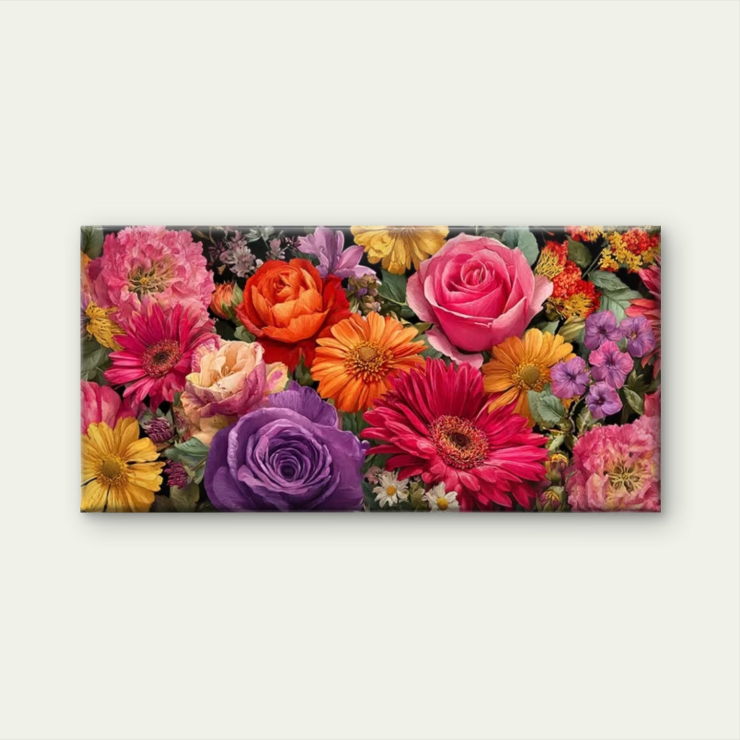 Multicolor Tulip Dahlia Flower Wall Art Canvas Office Home Room Framed 120x60cm