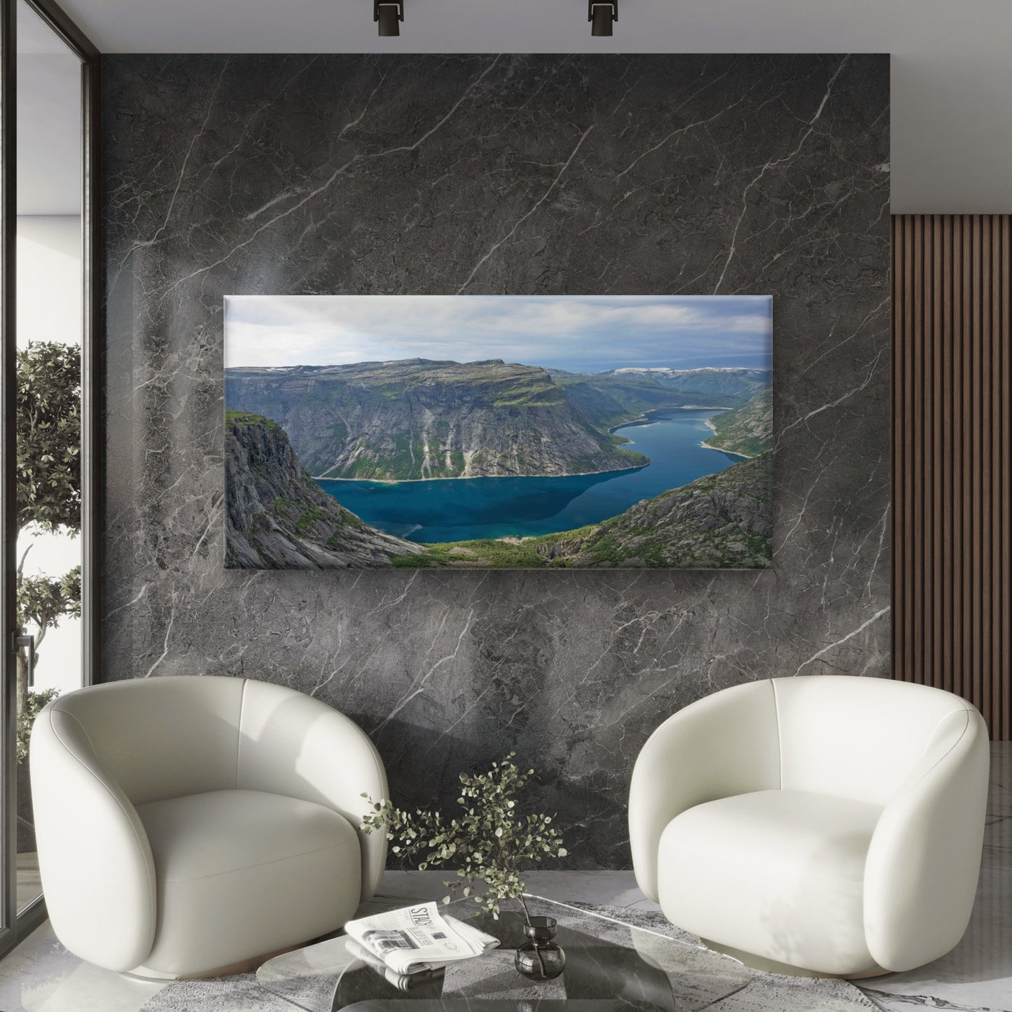 Mountain Blue Lake Landscape Wall Art Canvas Office Home Room Framed 120x60cm