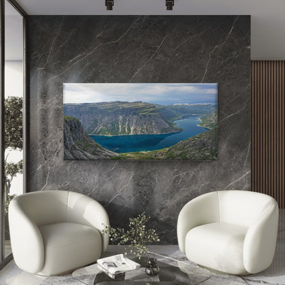 Mountain Blue Lake Landscape Wall Art Canvas Office Home Room Framed 120x60cm