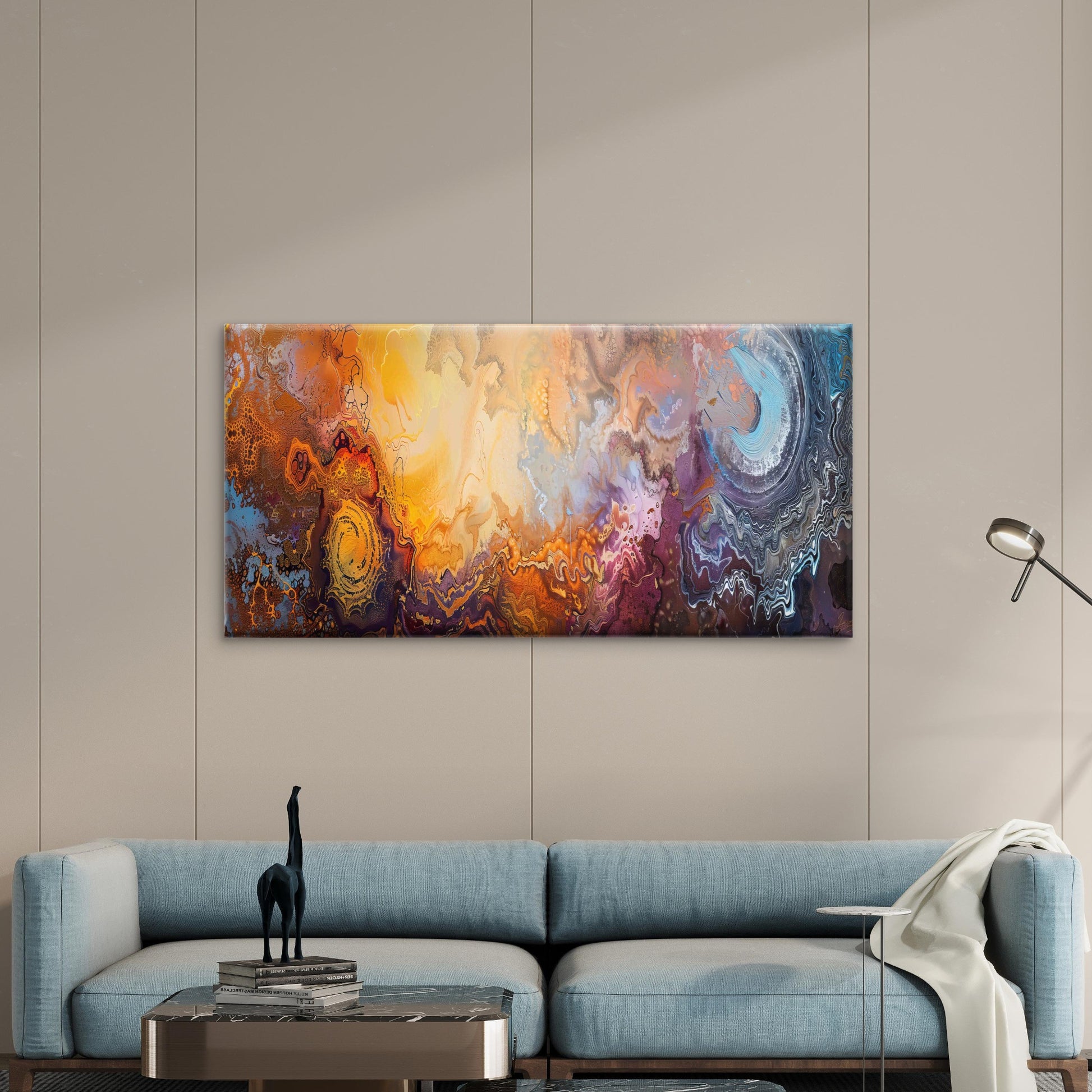 Abstract Fluid Art Painting Wall Art Canvas Office Home Room Framed 120x60cm - Bella Home Decor