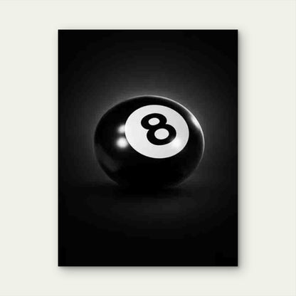 Black Eight Ball Art 60x90cm Metal Print Ready to Hang - Bella Home Decor