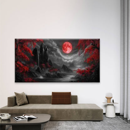 Rivers and Red Leaves Wall Art Canvas Office Home Room Framed 120x60cm
