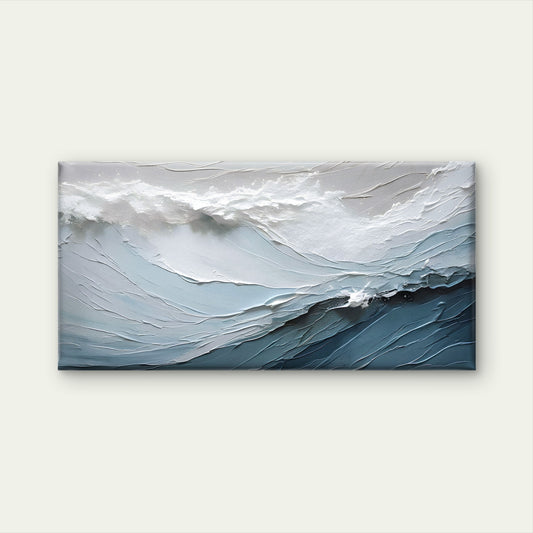 Abstract Blue Ocean Sea Wave Wall Art Canvas Office Home Room Framed 120x60cm
