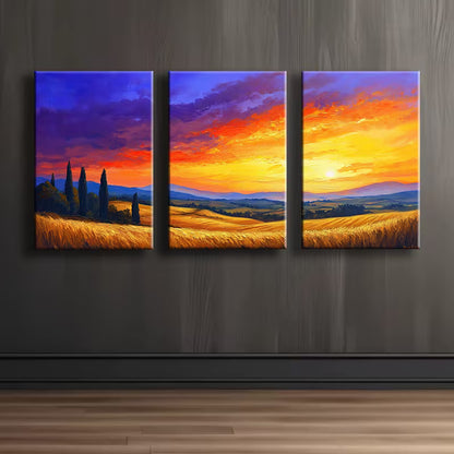 3pcs Vibrant Sunset Landscape Wall Art Set Canvas Framed 40x60cm - High Quality Print 100% Australian Made Wall Canvas Ready to Hang