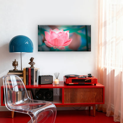 Pink Sacred Lotus Flower Wall Art Canvas Office Home Room Framed 120x60cm