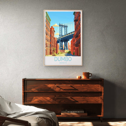 Dumbo Brooklyn, Bridge and Buildings Art Travel Poster Print Wall Art - Bella Home Decor