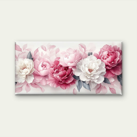 Pink And White Peony Flowers Wall Art Canvas Office Home Room Framed 120x60cm