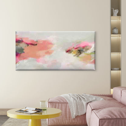 Abstract Pink Golden Brushstrok Wall Art Canvas Office Home Room Framed 120x60cm