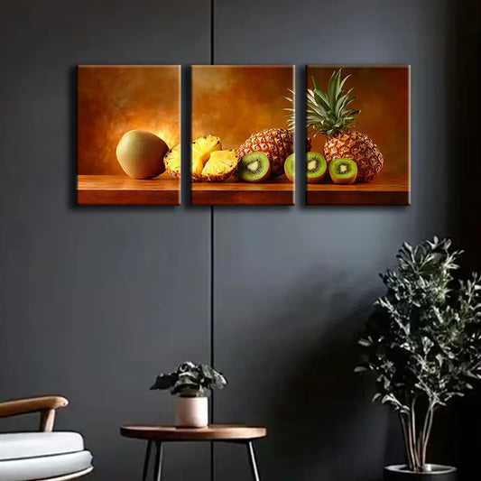3pcs A Still Life Of Tropical Fruits Metal Print Ready to Hang Art